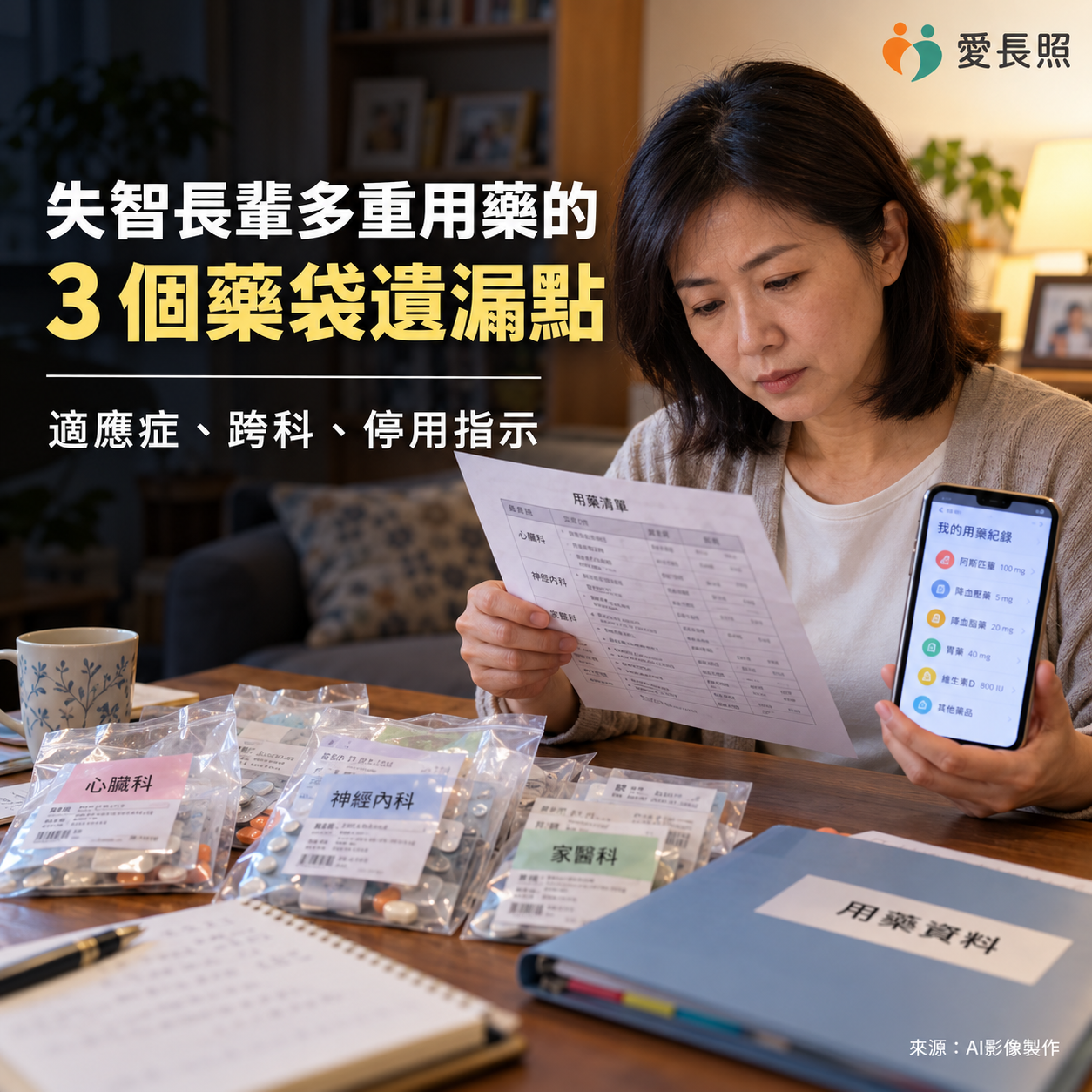 失智長輩多重用藥的 3 個藥袋遺漏點：適應症、跨科、停用指示