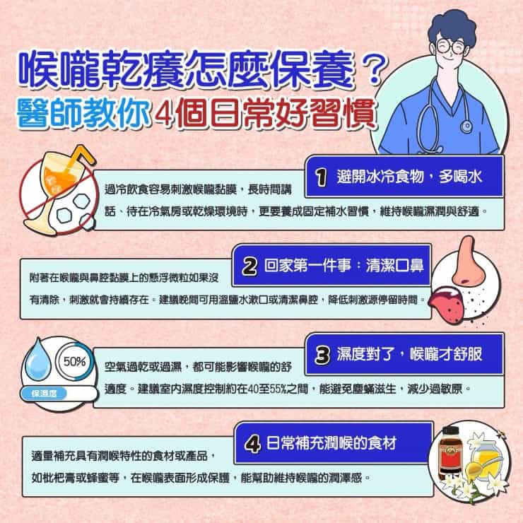 梅雨季喉嚨乾癢、反覆咳嗽？醫曝「5大日常保養方法＋潤喉食譜公開」喉嚨不再卡卡！